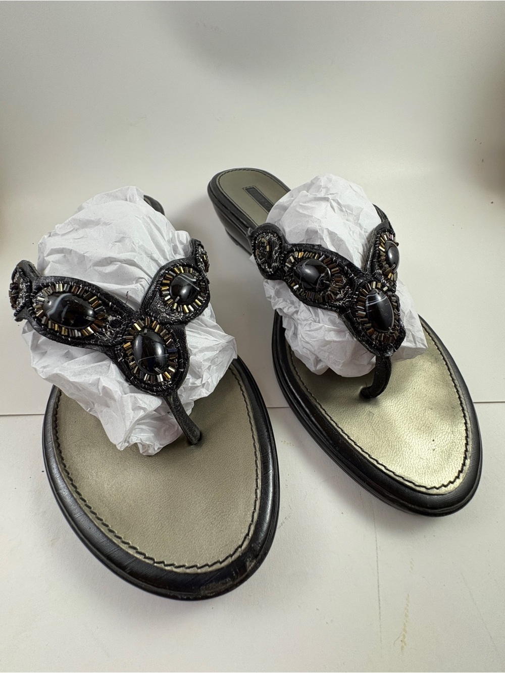Pair of Black Bandolino Sandals w/ Stone Detail / Size 6